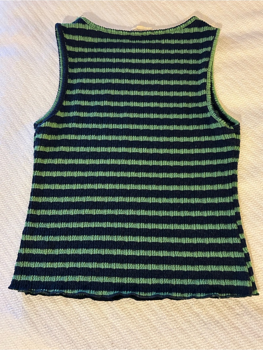 See You Monday Striped Sleeveless Knit Tank Top - Green/navy, size medium - Picture 4 of 12